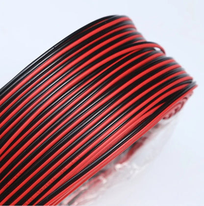 Twin Core Flat Cable - Red & Black, 16 to 30 AWG, 5m to 20m Tuck's Performance