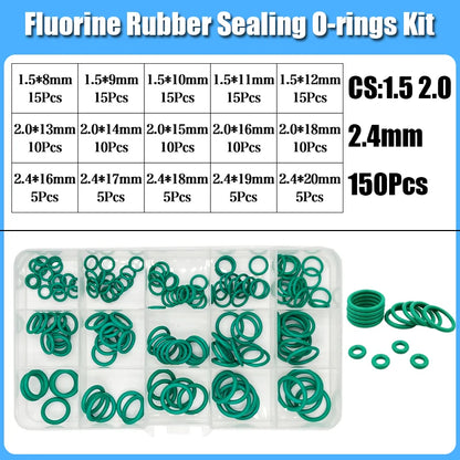 250s Green FKM O Ring Sealing Gasket Heat Resistance High Hardness Corrosion CS 1/1.5/2/2.4/3.1 Fluorine Rubber Seal O-rings Kit Tuck's Performance