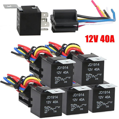 Waterproof Automotive Relay 12v 5pin 40a Car Relay With Black Red Copper Terminal Auto Relay With Relay Socket 1pc Tuck's Performance