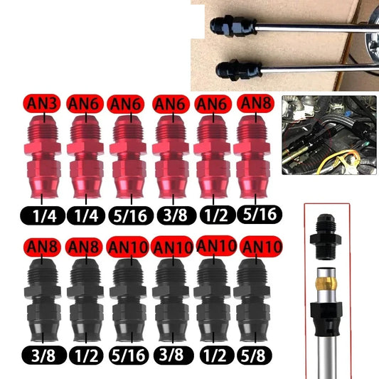 AN6 AN8 AN10 Male Flare to 5/16" 3/8" Fuel Hardline Tube Fitting Adapter Connector Alloy Black For 5/16" 3/8" inch OD Alloy Tube Tuck's Performance