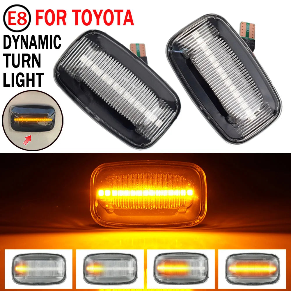 2Pcs For Toyota Landcruiser Land Cruiser 70 80 100 Series Flowing LED Side Marker Turn Signal Lights Indicator Blinker Lamps Tuck's Performance
