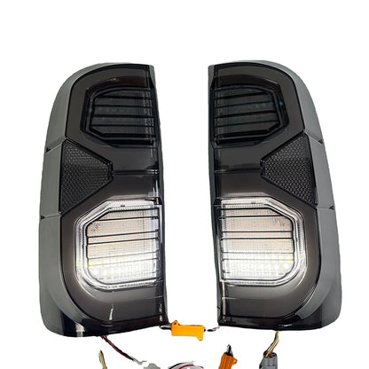 2PCS Rear LED Tail Lights Running +Brake +Reverse +Turn Signal Taillight Assembly For Toyota Hilux 2004-2015 Plug and Play Tuck's Performance