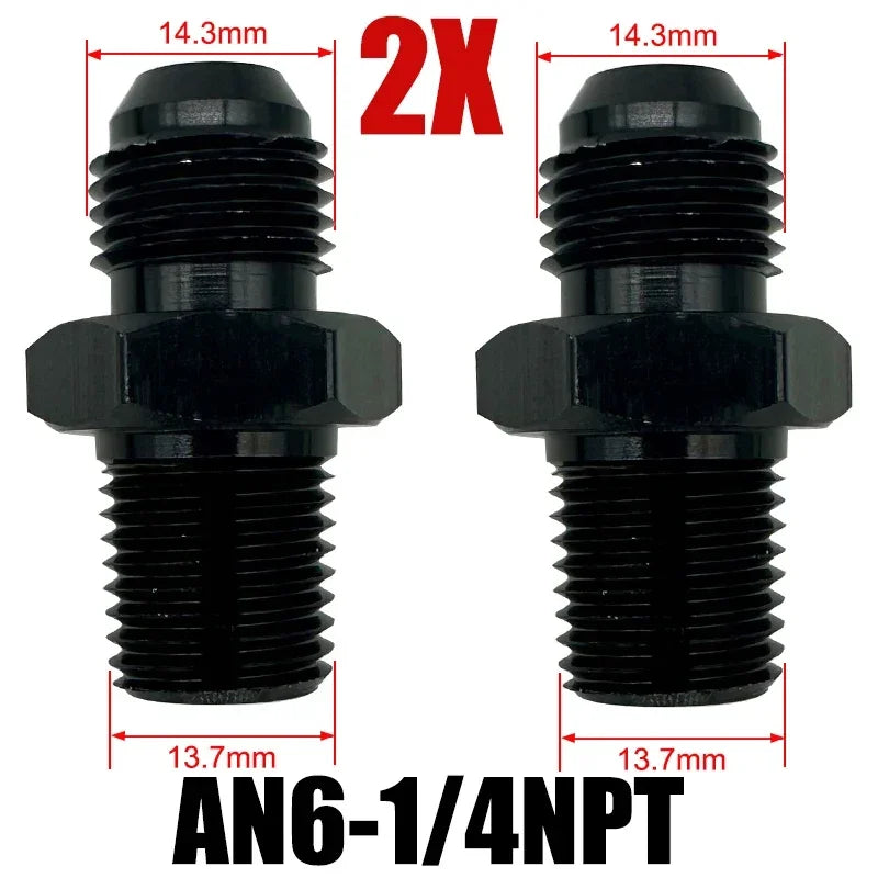 2X Flare Male AN4 AN6 AN8 AN10 AN12 To 1/4NPT 1/8NPT 3/8NPT 3/4 NPT Thread Straight Fittings Fuel Oil Cooler Hose Pipe Adapter Tuck's Performance