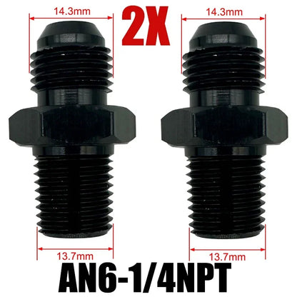 2X Flare Male AN4 AN6 AN8 AN10 AN12 To 1/4NPT 1/8NPT 3/8NPT 3/4 NPT Thread Straight Fittings Fuel Oil Cooler Hose Pipe Adapter Tuck's Performance