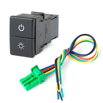 1PC Car Dual Key Switch Dual Switch Radar Tailgate Power LED Headlight Switch Button for ISUZU D-MAX 21-23 Tuck's Performance