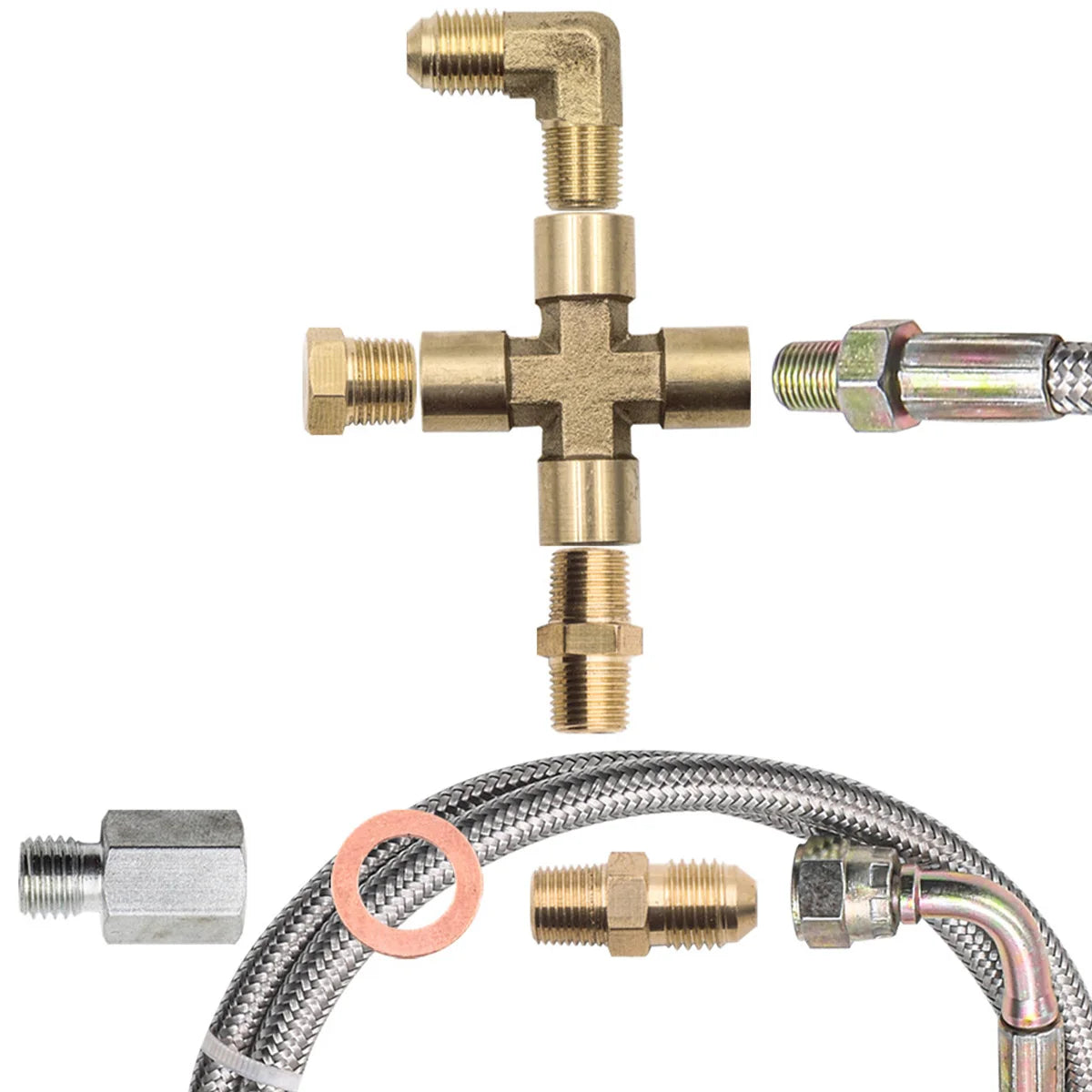 New Turbo Oil Feed Line Kit Universal Oil Return Line Kit Oil Drain Line Kit with 1/8 NPT, 90 ° 4 AN To 1/8 NPT Connector For Tuck's Performance
