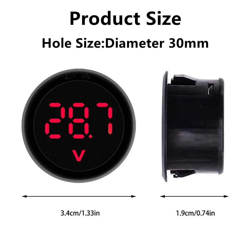Round DC 4V-100V LED Digital Voltmeter Panel image 4