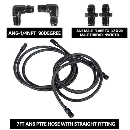 2 X 7Ft AN6 Flexible PTFE Transmission Cooler Hose Lines Fitting Nylon Billet Aluminum Braided Lines For 4L60/700R4/TH350/TH400 Tuck's Performance