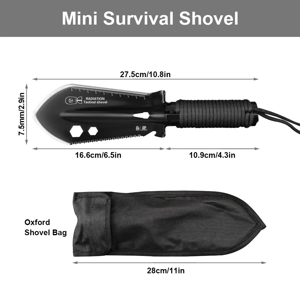 8-in-1 Mini Multifunctional Survival Shovel – 3CR13 Stainless Steel Portable Camping Spade Outdoor Entrenching Tool with Case Tuck's Performance
