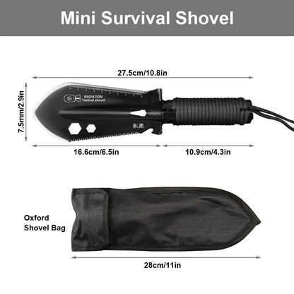 8-in-1 Mini Multifunctional Survival Shovel – 3CR13 Stainless Steel Portable Camping Spade Outdoor Entrenching Tool with Case Tuck's Performance