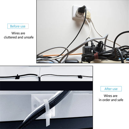 50/100/150pcs Nylon Self-Adhesive Cable Ties Mount Wire Fasten Organizer Fixers Easy Cable Management System Reusable Durable Tuck's Performance