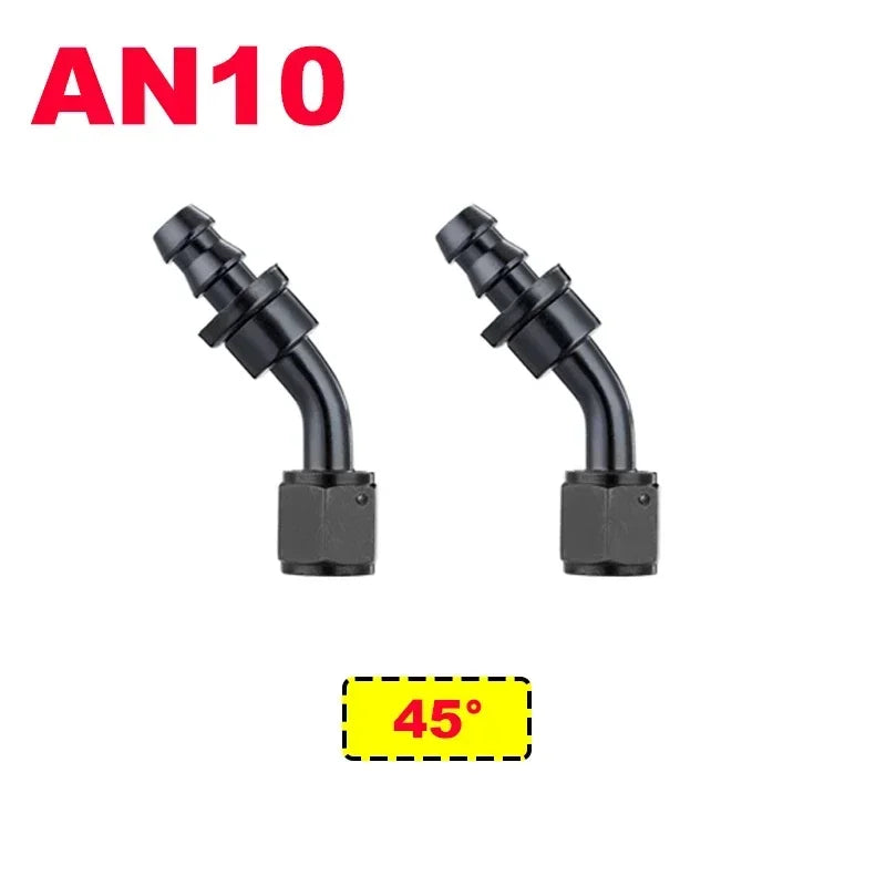 2X 4AN 6AN 8AN 10AN 12AN Oil Fuel Cooler Push-On Hose Fittings 0 45 90 180 Degree Push Lock Rubber Tube End Adapter Aluminum Tuck's Performance