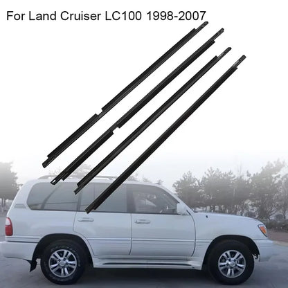 4Pcs Chrome/Black Window Rubber Trim For Toyota Land Cruiser LC100 Series For Lexus LX470 1998-2007 Weatherstrip 75740-60030 Tuck's Performance