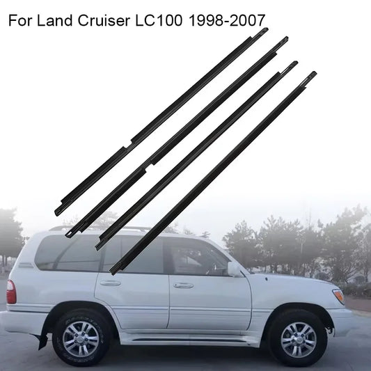 4Pcs Chrome/Black Window Rubber Trim For Toyota Land Cruiser LC100 Series For Lexus LX470 1998-2007 Weatherstrip 75740-60030 Tuck's Performance