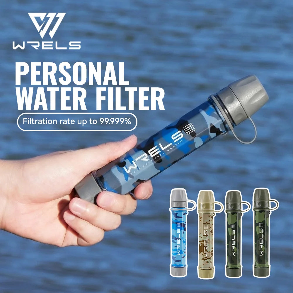 WRELS Outdoor Mini Camping Hiking Purification Water Filter Straw Carbon Fiber Water Bag for Survival or Emergency Supplies Tuck's Performance