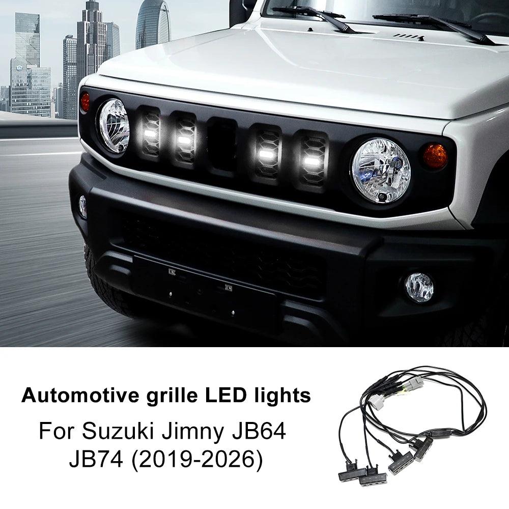 For Suzuki Jimny JB64 JB74 2019 2020 2021 2022 2023-2026 Car LED Front Grille Lights External Grille Lamps Decoration Light 12V Tuck's Performance