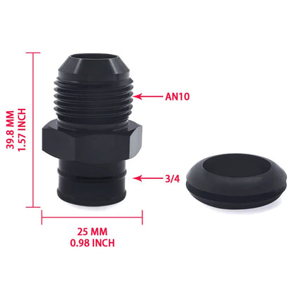 AN10 Male to 3/4" Hose Barb Valve Cover Port Adapter, Aluminum PCV Fitting with Rubber Grommet for GM LS Engine Swap Tuck's Performance