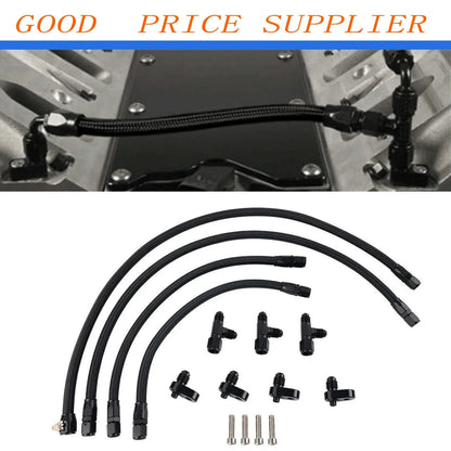 AN4 Adapter Engine Steam Vent Hose Line Kit Stainless Steel Braided Line Hose For LS LSX LS1 LS2 LS6 LM7 Chevrolet Pontiac GMC Tuck's Performance