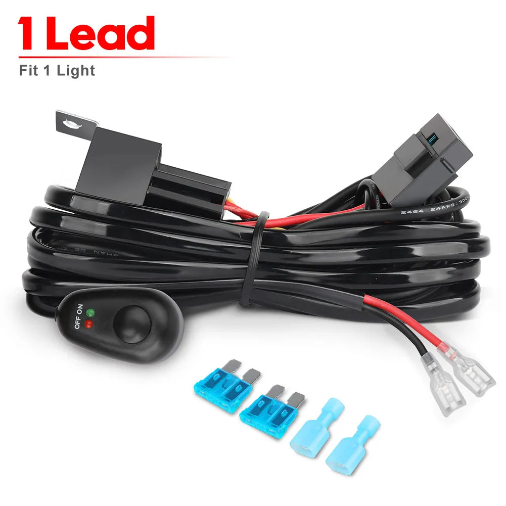 LED Light Bar Wiring Harness with Remote - 40A Relay, 12V Tucks Performance