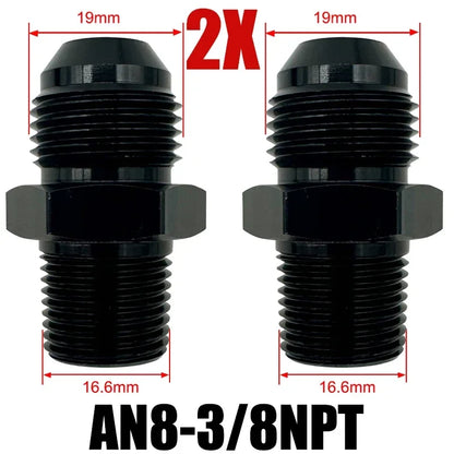 2X Flare Male AN4 AN6 AN8 AN10 AN12 To 1/4NPT 1/8NPT 3/8NPT 3/4 NPT Thread Straight Fittings Fuel Oil Cooler Hose Pipe Adapter Tuck's Performance