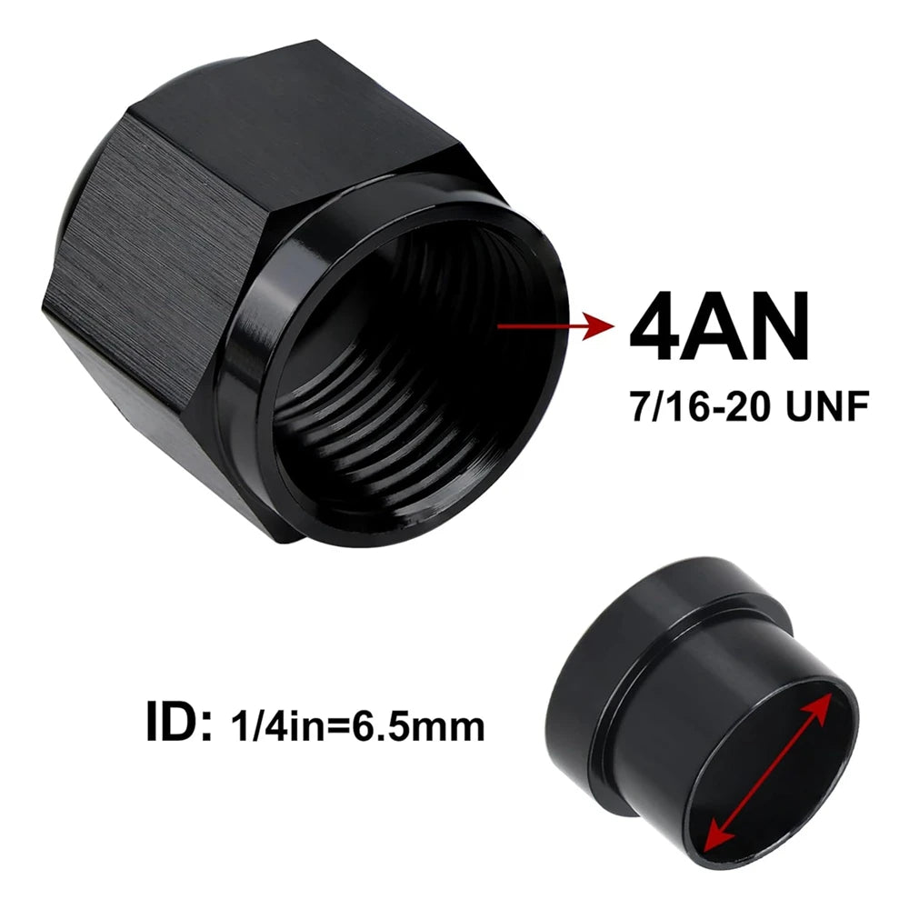 4AN 1/4 6AN 3/8 8AN 1/2 12AN 3/4 10AN Female to 5/8"Hardline Tube Nut and Sleeve Fitting Adapter Aluminum Tube Hose Line Fitting Tuck's Performance