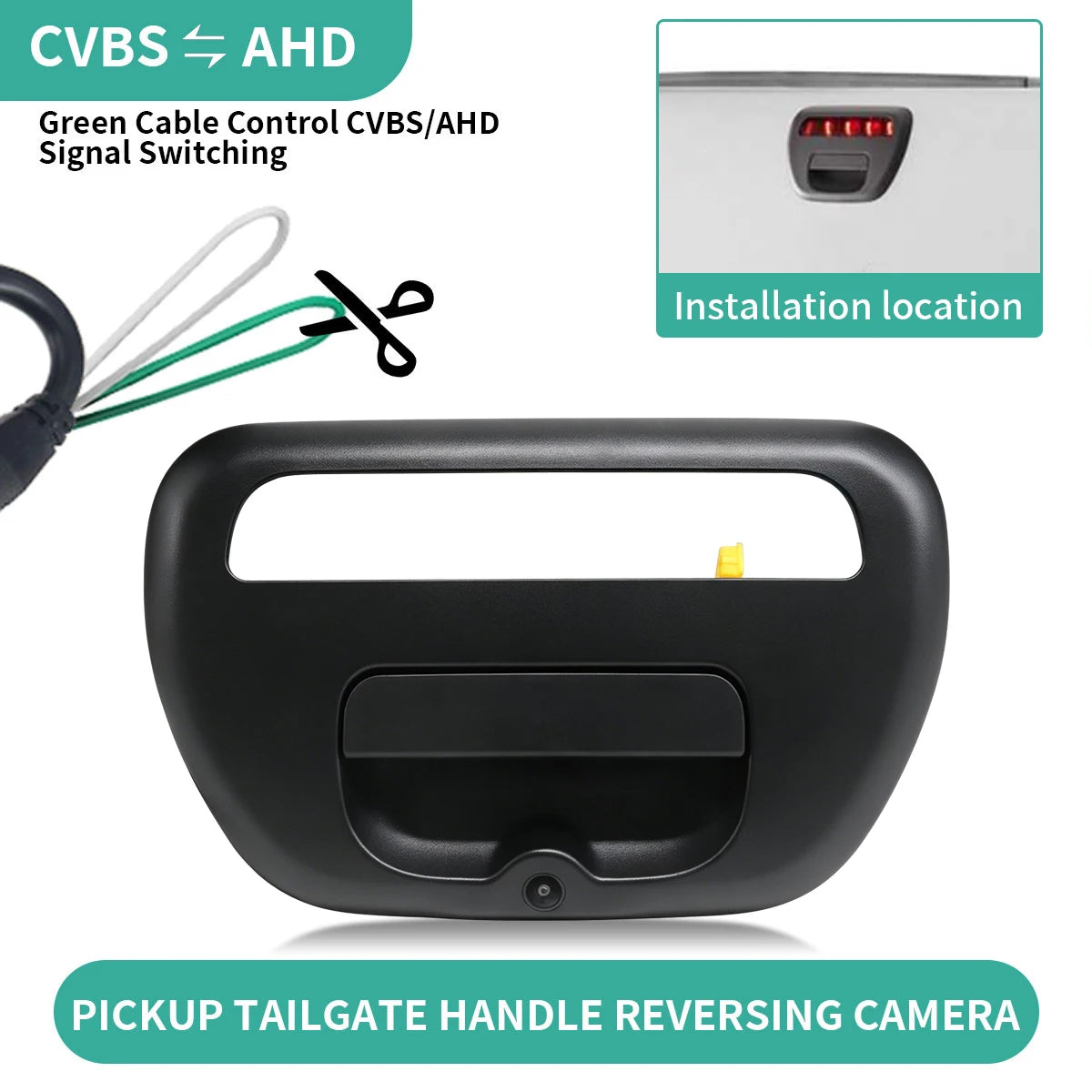 AHD 170° Pickup Tailgate Handle Camera Black For Mitsubishi-Triton L200 2005-2015 5716A031XA Car Rear View Backup Camera Tuck's Performance