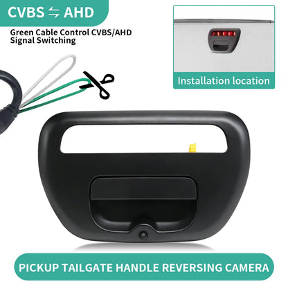 AHD 170° Pickup Tailgate Handle Camera Black For Mitsubishi-Triton L200 2005-2015 5716A031XA Car Rear View Backup Camera Tuck's Performance