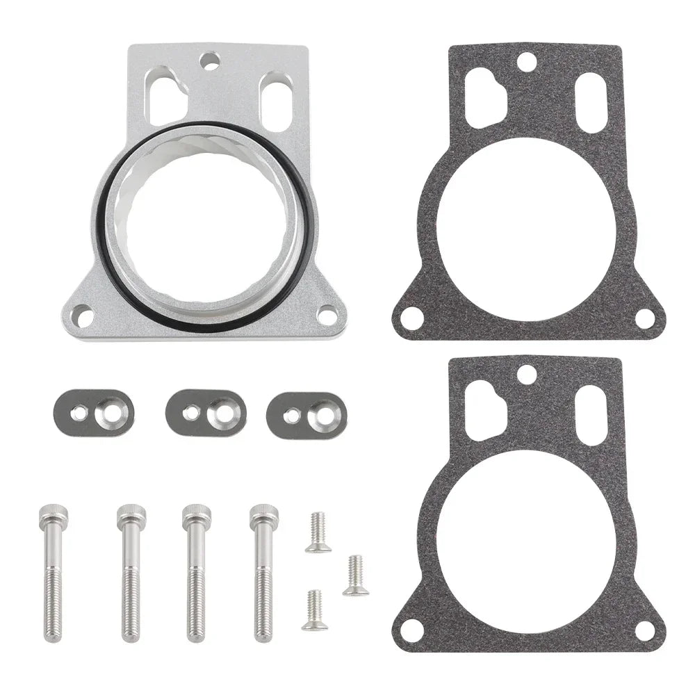 Black Silver Throttle Body Spacer For Cadillac Escalade Chevrolet Avalanche Silverado SSR GMC Sierra Hummer Air Intake System Tuck's Performance