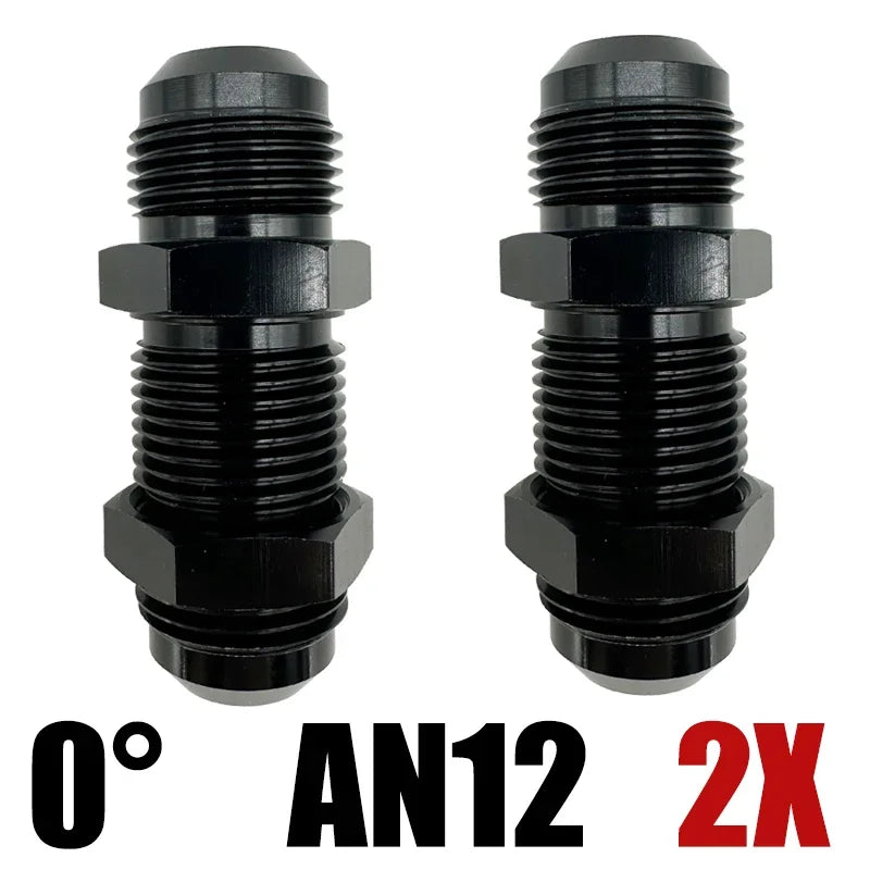 2X AN3 AN4 AN6 AN8 AN10 AN12 0 Degree Flare Bulkhead Fitting Fuel Hose Straight Male To Male Adapter w/Nut For Tab or Wirewall Tuck's Performance