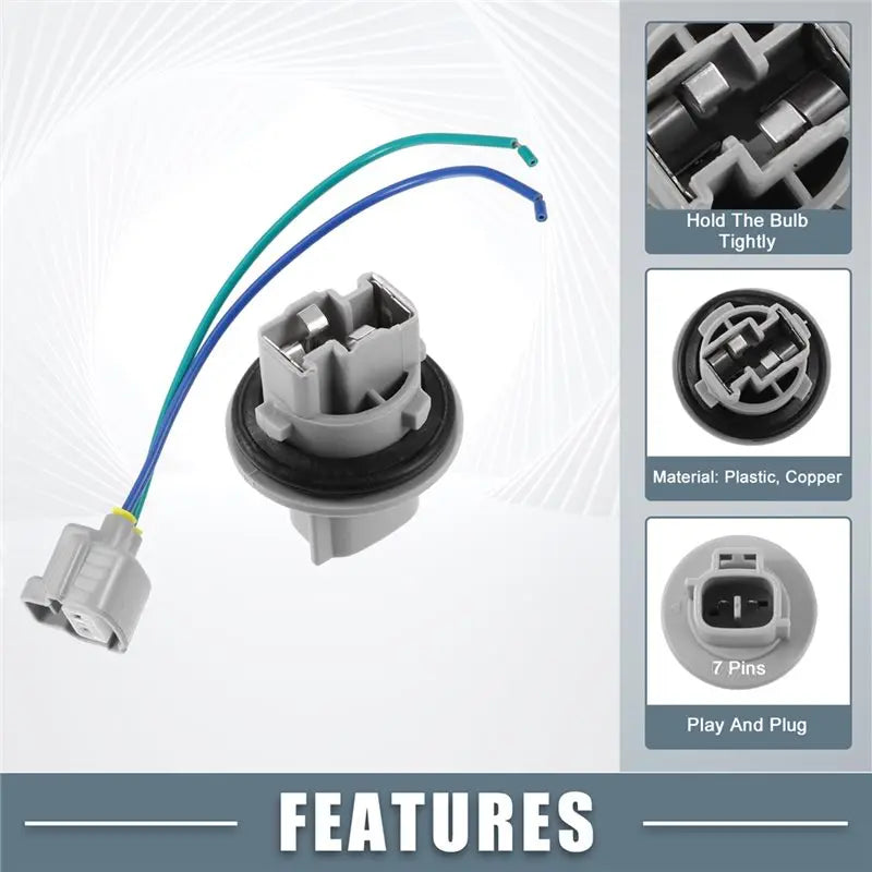 Turn signal bulb socket features, plastic body and copper contacts