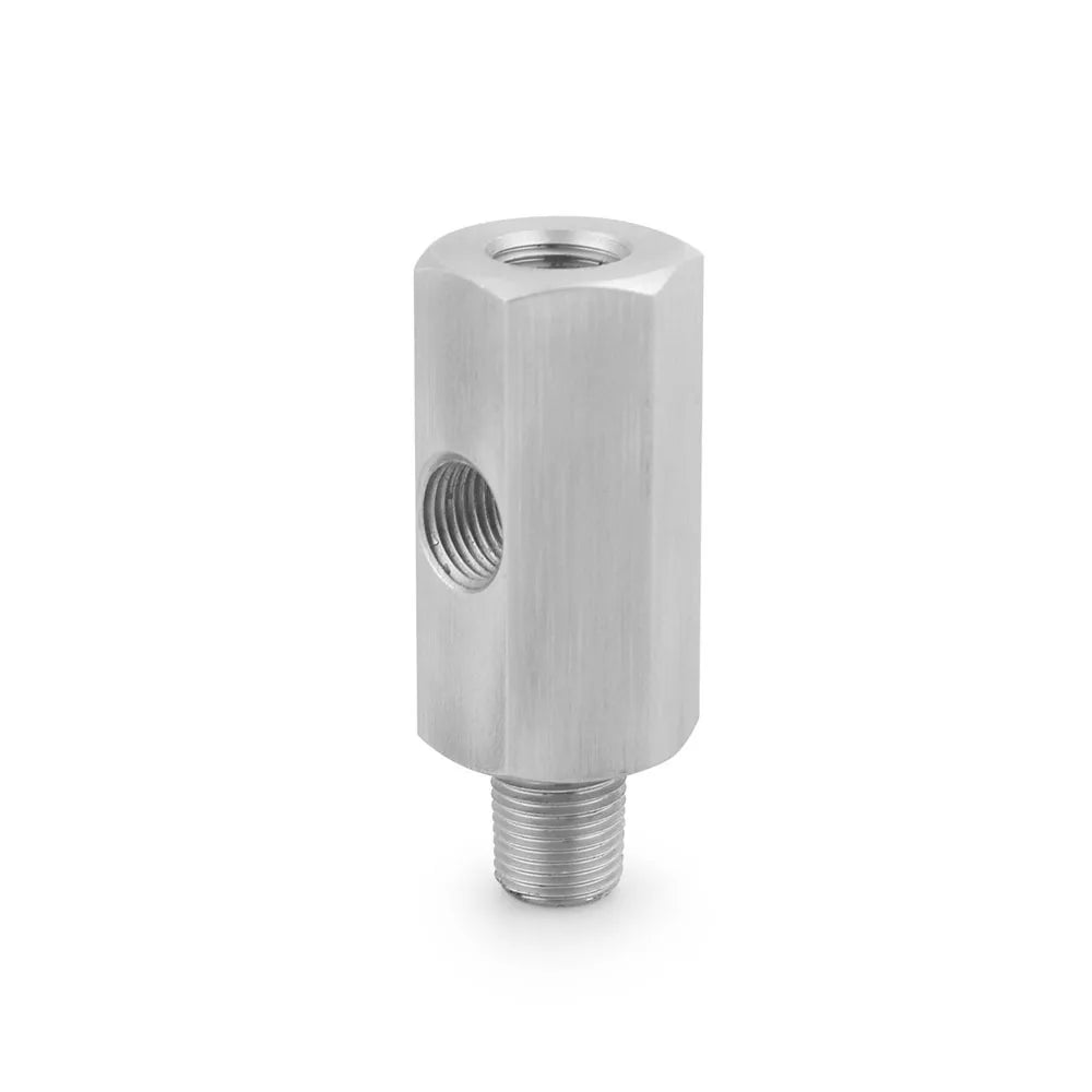 Oil Pressure Sensor Tee Adapter Turbo Supply Feed Line Gauge Female to 1/8 NPT Side Port Stainless Steel Hose T Fittings Tuck's Performance
