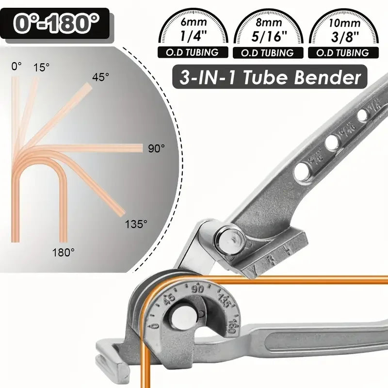 Copper Tube Bender, Tubing Bender 180°, Tube Bender 1/4", 5/16", 3/8", 3in1 Copper Pipe Bender, Copper Tubing Bender Tuck's Performance
