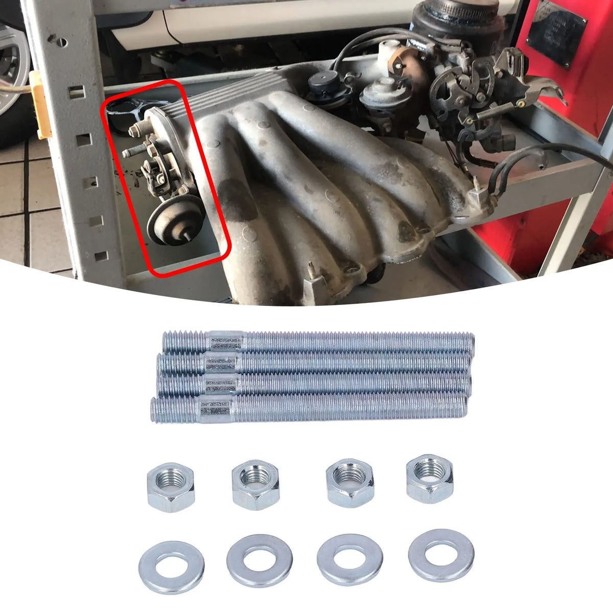 3.5in Carburetor Studs Set Metal Carb Mounting Stud Kit with Spacers for 5/16in Threads Intake Manifold new Tuck's Performance
