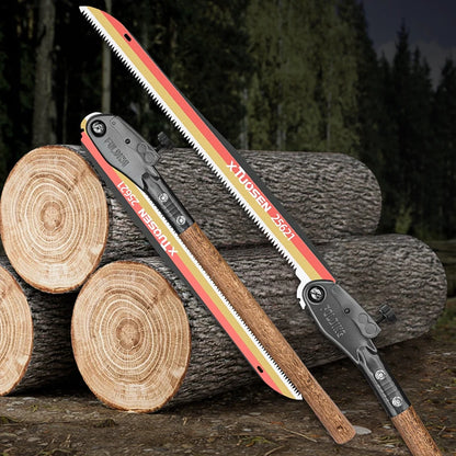 112CM Outdoor Folding Saw - Manganese Steel Pruning Saw for Wood Cutting Extended Hand Saw with Wood Handle Tuck's Performance