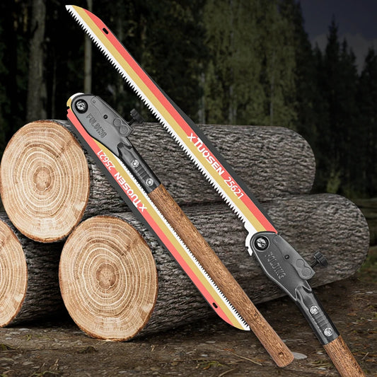 112CM Outdoor Folding Saw - Manganese Steel Pruning Saw for Wood Cutting Extended Hand Saw with Wood Handle Tuck's Performance