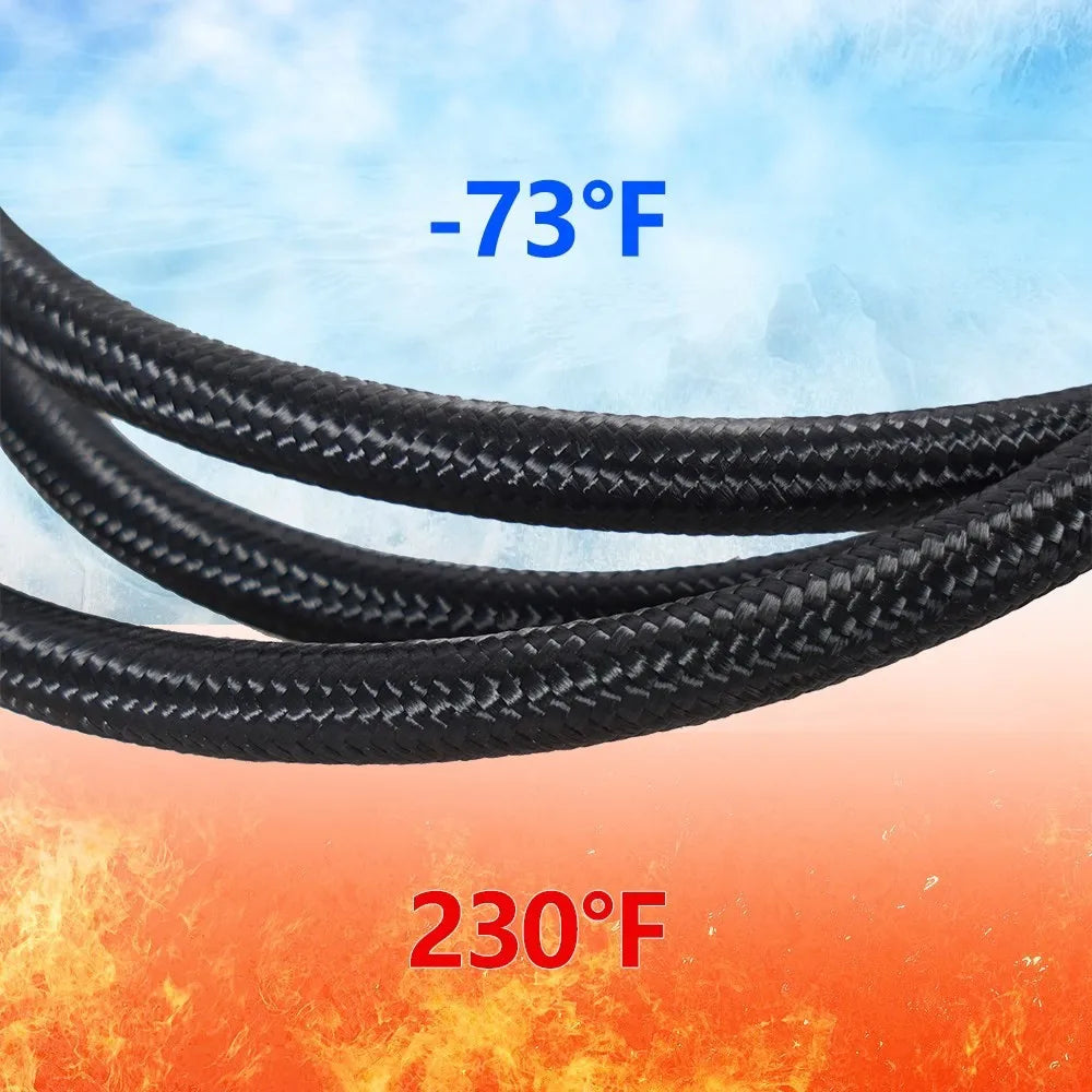 2 X 7Ft AN6 Flexible PTFE Transmission Cooler Hose Lines Fitting Nylon Billet Aluminum Braided Lines For 4L60/700R4/TH350/TH400 Tuck's Performance