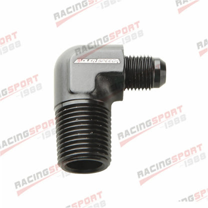 AN3 AN4 AN6 AN8 AN10 AN12 Male Flare To 1/8" 1/4" 3/8" NPT Adapter 90 Degree Tube Hose Fitting Tuck's Performance