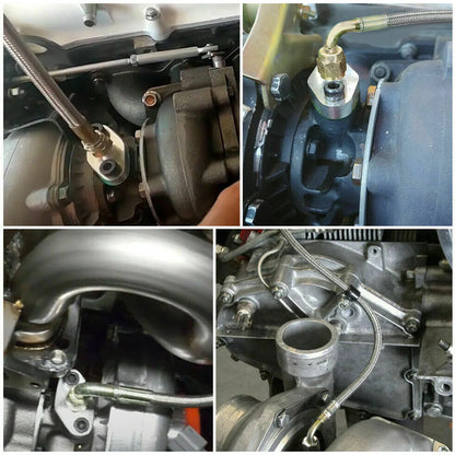 New Turbo Oil Feed Line Kit Universal Oil Return Line Kit Oil Drain Line Kit with 1/8 NPT, 90 ° 4 AN To 1/8 NPT Connector For Tuck's Performance
