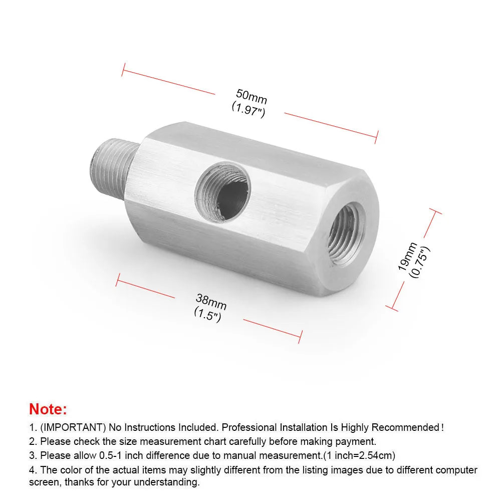 Oil Pressure Sensor Tee Adapter Turbo Supply Feed Line Gauge Female to 1/8 NPT Side Port Stainless Steel Hose T Fittings Tuck's Performance