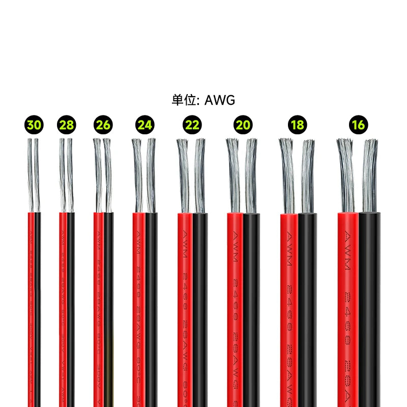 Twin Core Flat Cable - Red & Black, 16 to 30 AWG, 5m to 20m Tuck's Performance