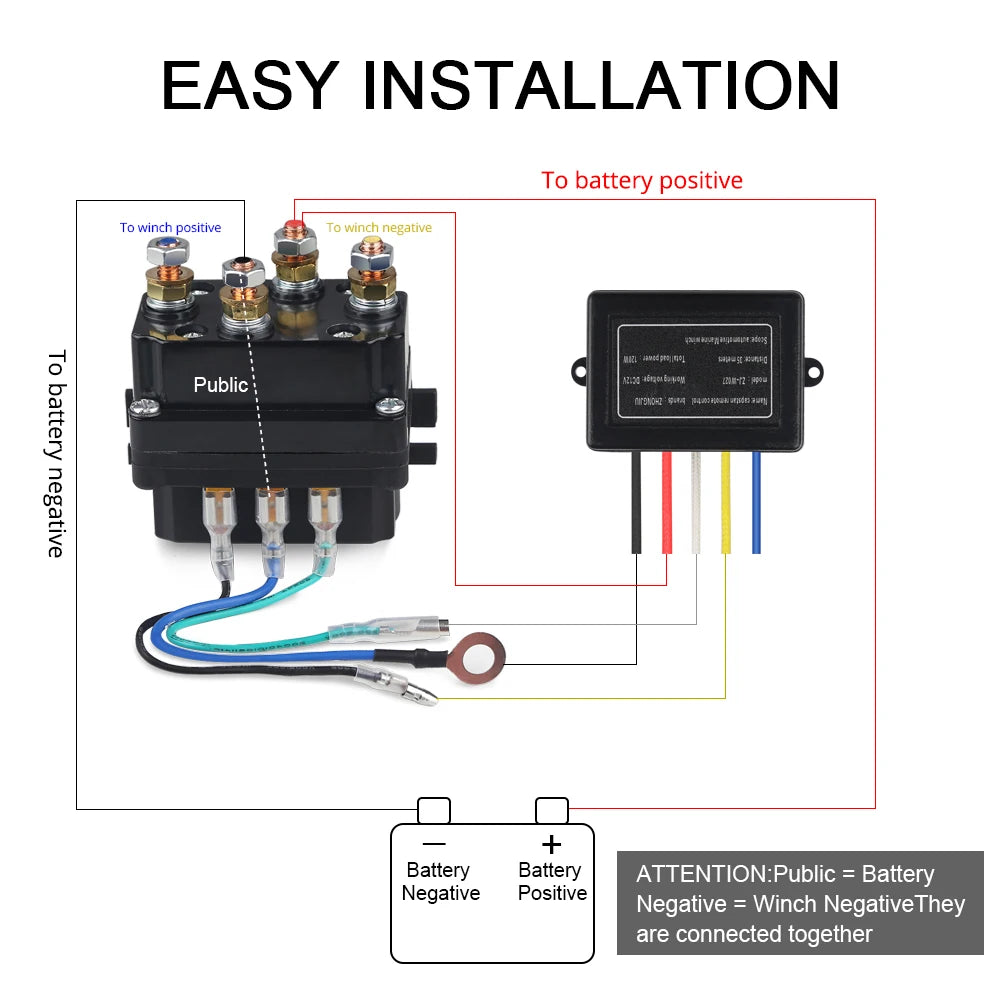 12V/24V 250A Winch Solenoid Relay & Remote Kit image 9