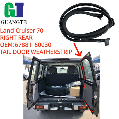 Left and right tailgate seal strips as supplied
