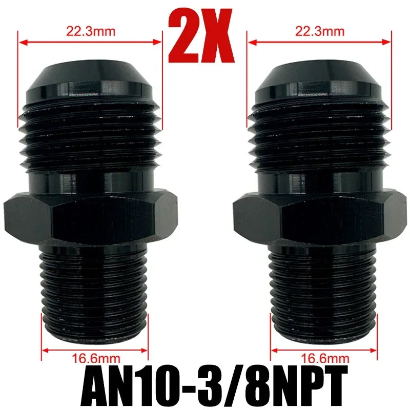2X Flare Male AN4 AN6 AN8 AN10 AN12 To 1/4NPT 1/8NPT 3/8NPT 3/4 NPT Thread Straight Fittings Fuel Oil Cooler Hose Pipe Adapter Tuck's Performance
