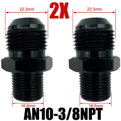 2X Flare Male AN4 AN6 AN8 AN10 AN12 To 1/4NPT 1/8NPT 3/8NPT 3/4 NPT Thread Straight Fittings Fuel Oil Cooler Hose Pipe Adapter Tuck's Performance
