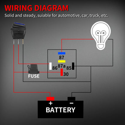1PC SPDT 5 Pin Waterproof Auto Relay 12V 40A Heavy Duty 14AWG 12 Volt Car Relay Kit Bosch Style and Harness Set For Automotive Tuck's Performance