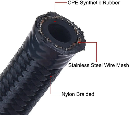 3M AN6/AN8/AN10 CPE Oil Fuel Fittings Hose End 0+45+90+180 Degree Oil Adaptor Kit AN6 Braided Oil Fuel Hose Line With Clamps Tuck's Performance