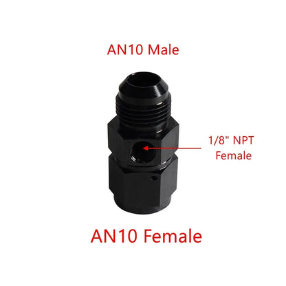 1PC Fuel Pressure Take Off Fitting AN6/AN8/AN10/AN12 Male to Female 1/8 NPT Swivel Joint Connection Gauge Port Hose Adapters Tuck's Performance