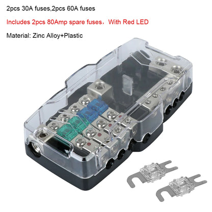 12V / 24V Heavy-Duty Fuse Distribution Block – 2-In / 4-Out with LED Fault Indicator (30A / 60A Options) Tuck's Performance