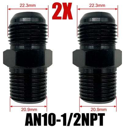 2X Flare Male AN4 AN6 AN8 AN10 AN12 To 1/4NPT 1/8NPT 3/8NPT 3/4 NPT Thread Straight Fittings Fuel Oil Cooler Hose Pipe Adapter Tuck's Performance