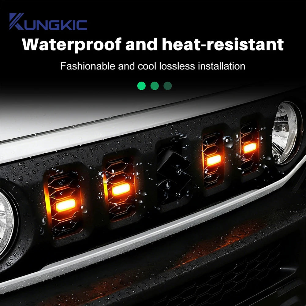 For Suzuki Jimny JB64 JB74 2019 2020 2021 2022 2023-2026 Car LED Front Grille Lights External Grille Lamps Decoration Light 12V Tuck's Performance